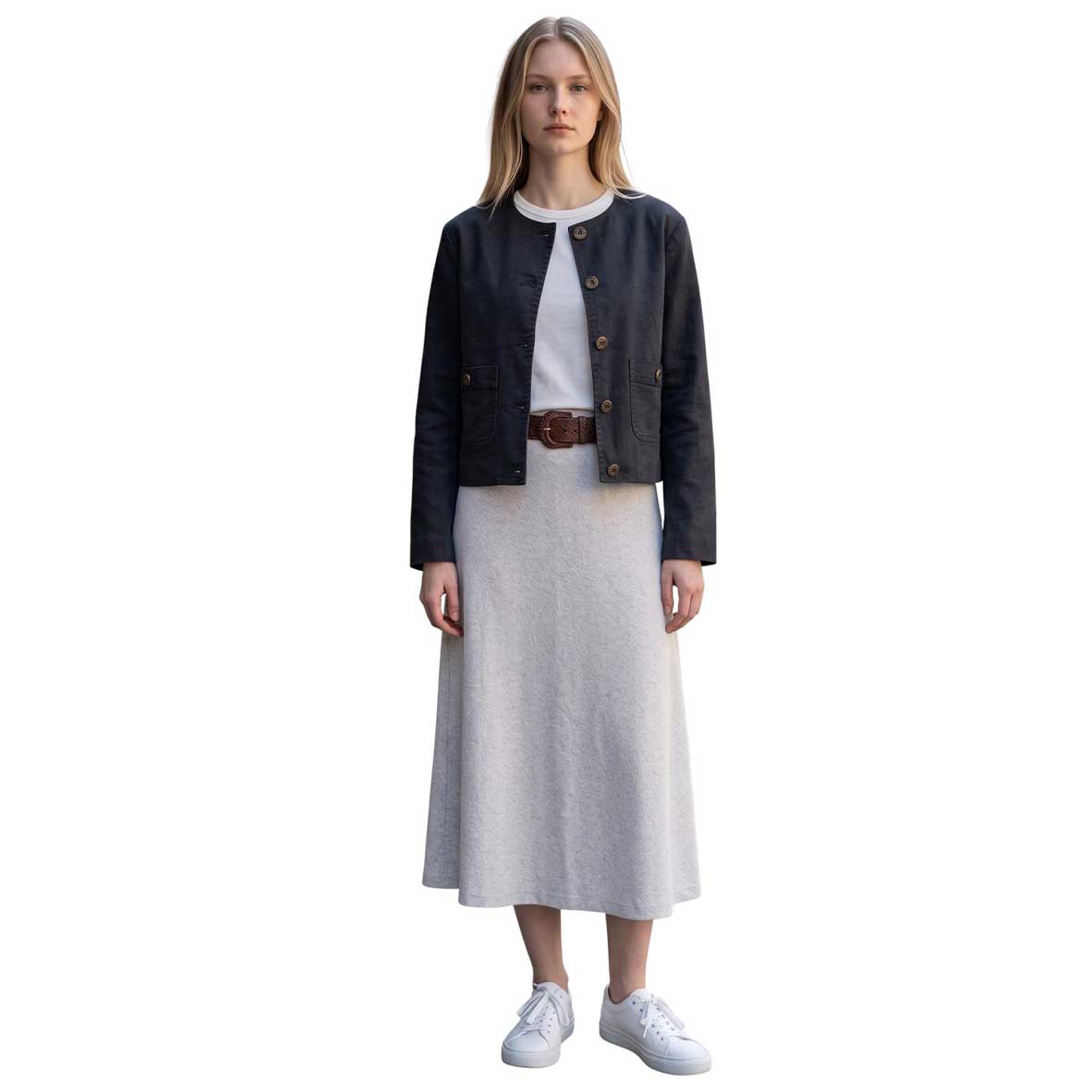 Vintage White A-line long skirt with elastic waist – GoodMatch at Aqualta