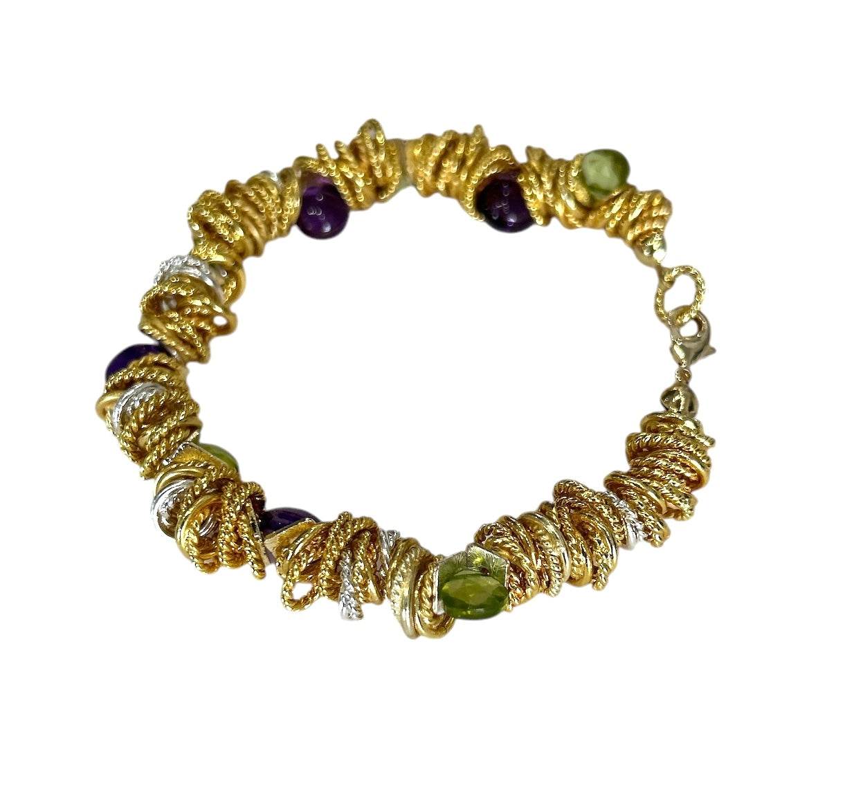 Bracelet Amethyst & Peridot Gold Plated
