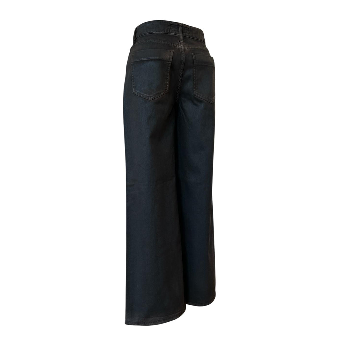 Back picture Coated finish Flare Brown Japan Denim high waist Shaft Jean for women sold at Aqualtawear