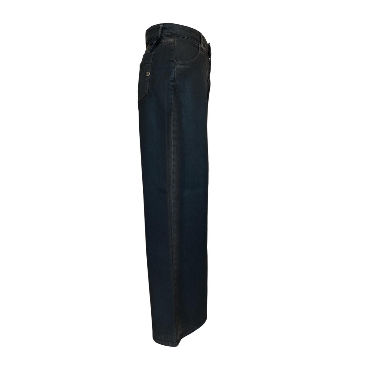 Side picture Coated finish Flare Brown Japan Denim high waist Shaft Jean for women sold at Aqualtawear