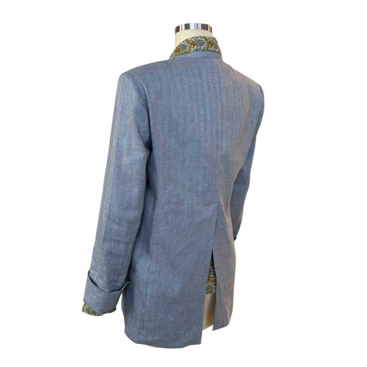 Collarless V-neck Cotton Light Blue Goodmatch sold at Aqualta 3