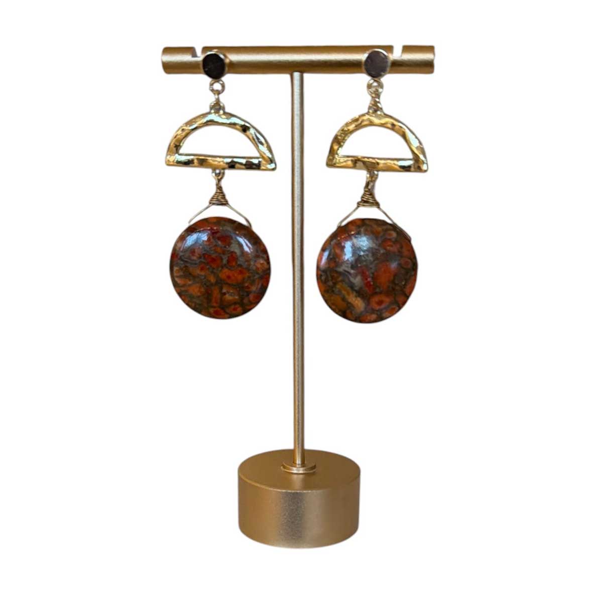 Copper Turquoise & Gold Earrings Peggy Goodman sold at Aqualta