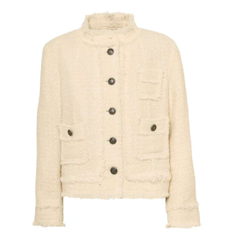 Cream Tweed Short Jacket Sand sold at Aqualta
