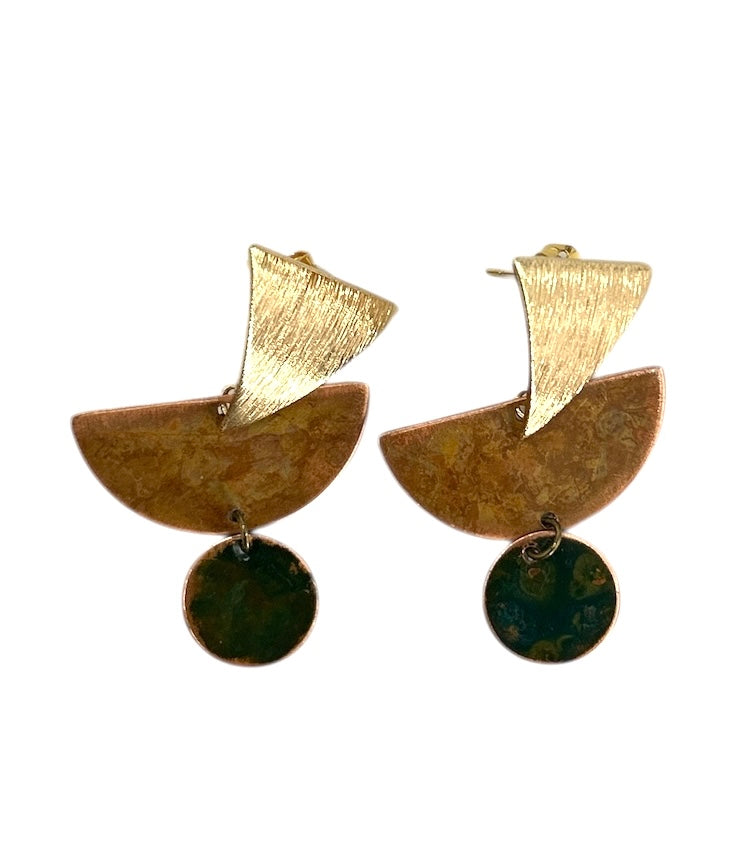 Asolo Earrings Geometric Brass & Copper Hoiko sold at Aqualta