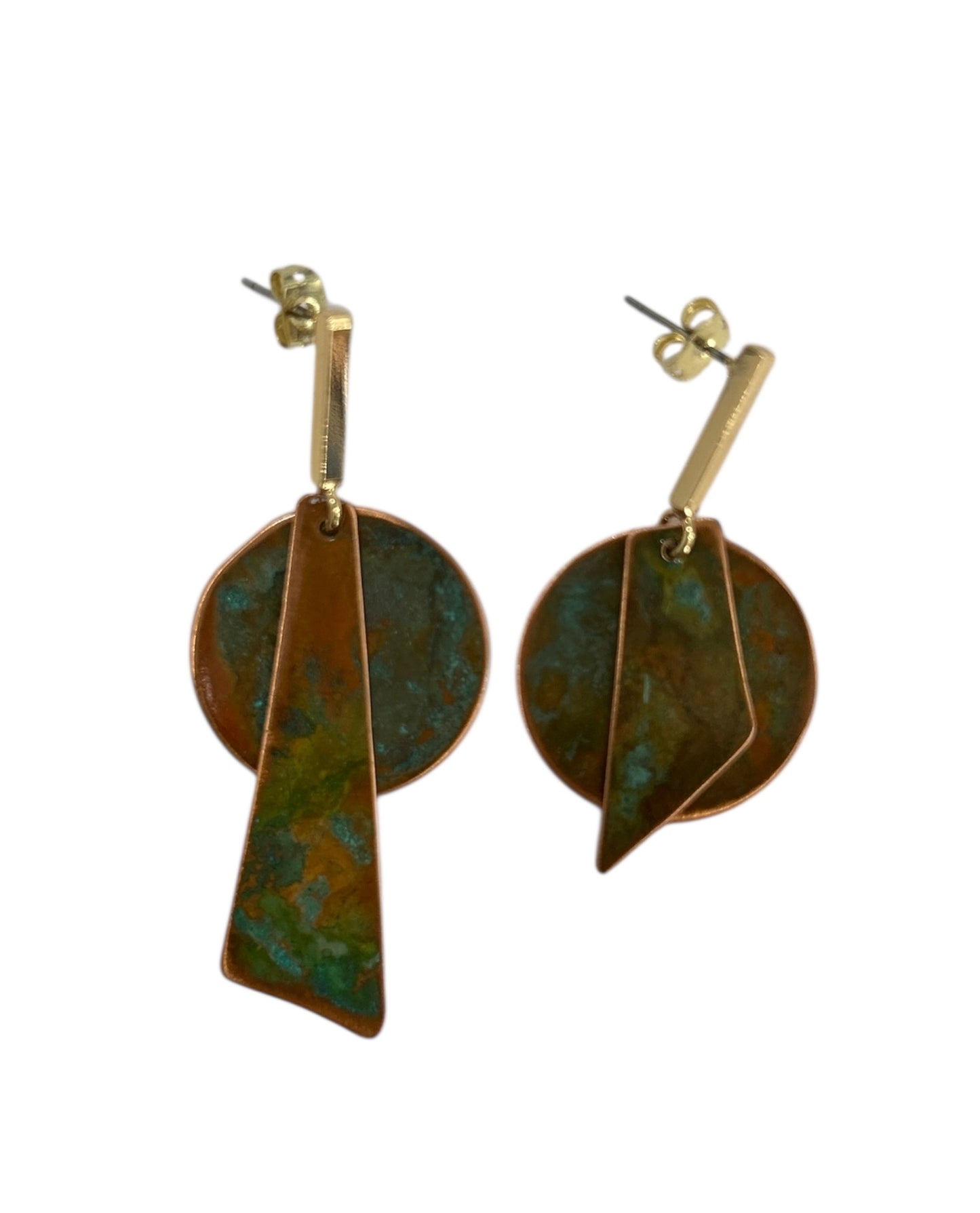 Earrings Geometric Brass & Copper Luna Hoiko sold at Aqualta 2