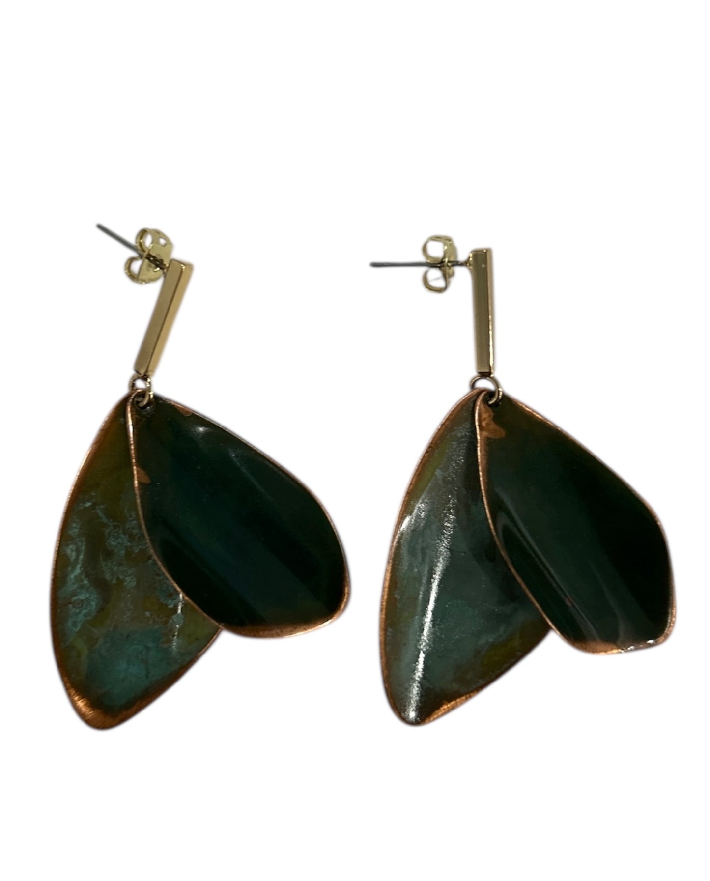 Earrings Geometric Brass & Copper Mira Mare Hoiko sold at Aqualta
