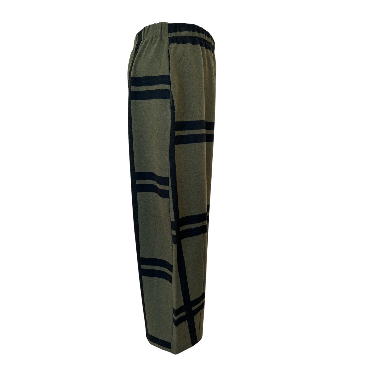 Side picture of our Easy Print Pants Maxi Checks Neirami for women sold at Aqualta