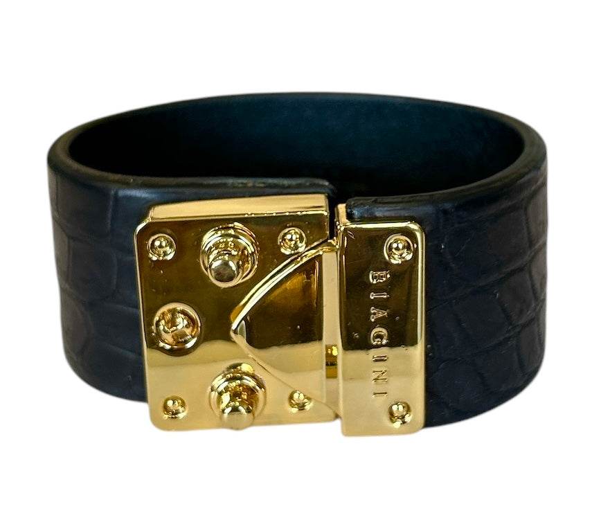 Exotic leather Cuff with Brass buckle - AQUALTA