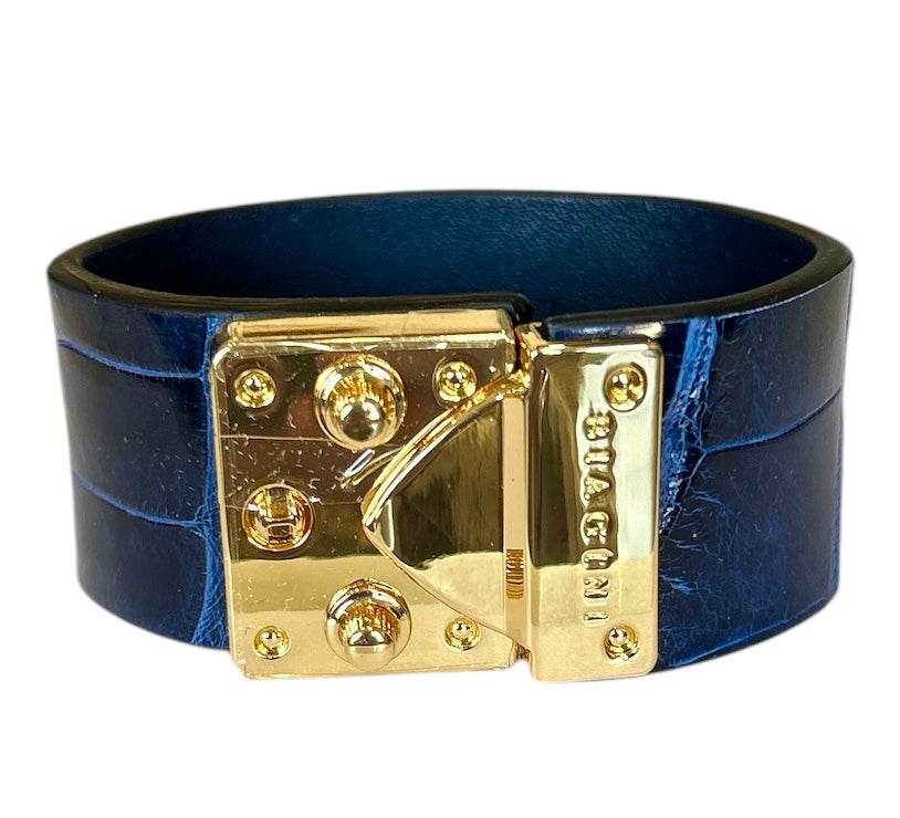 Exotic leather Cuff with Brass buckle - AQUALTA