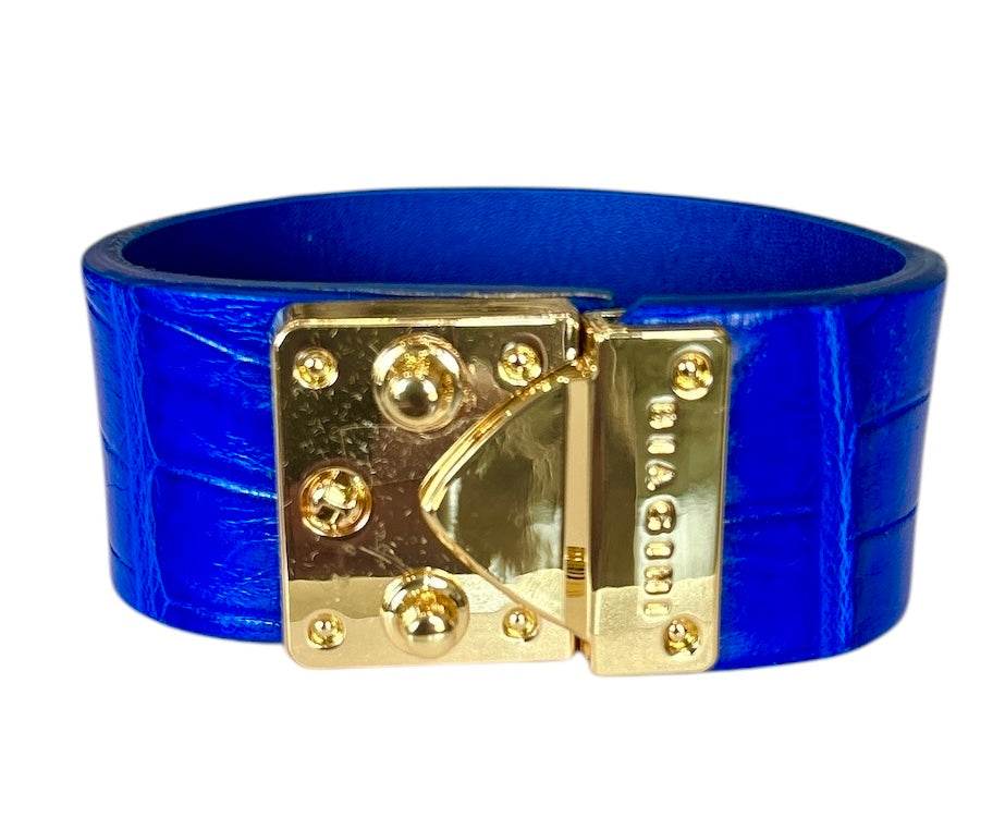 Exotic leather Cuff with Brass buckle - AQUALTA