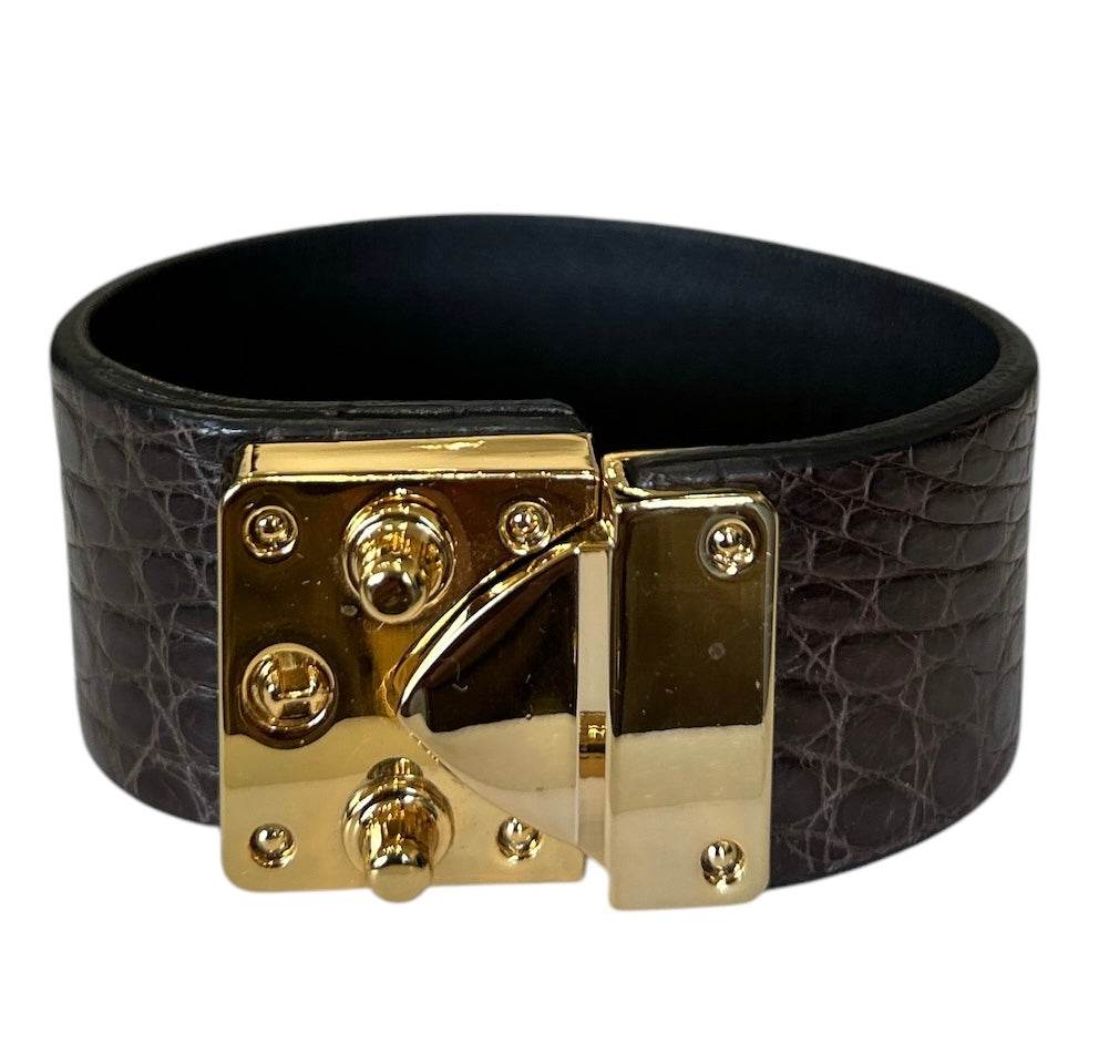 Exotic leather Cuff with Brass buckle - AQUALTA