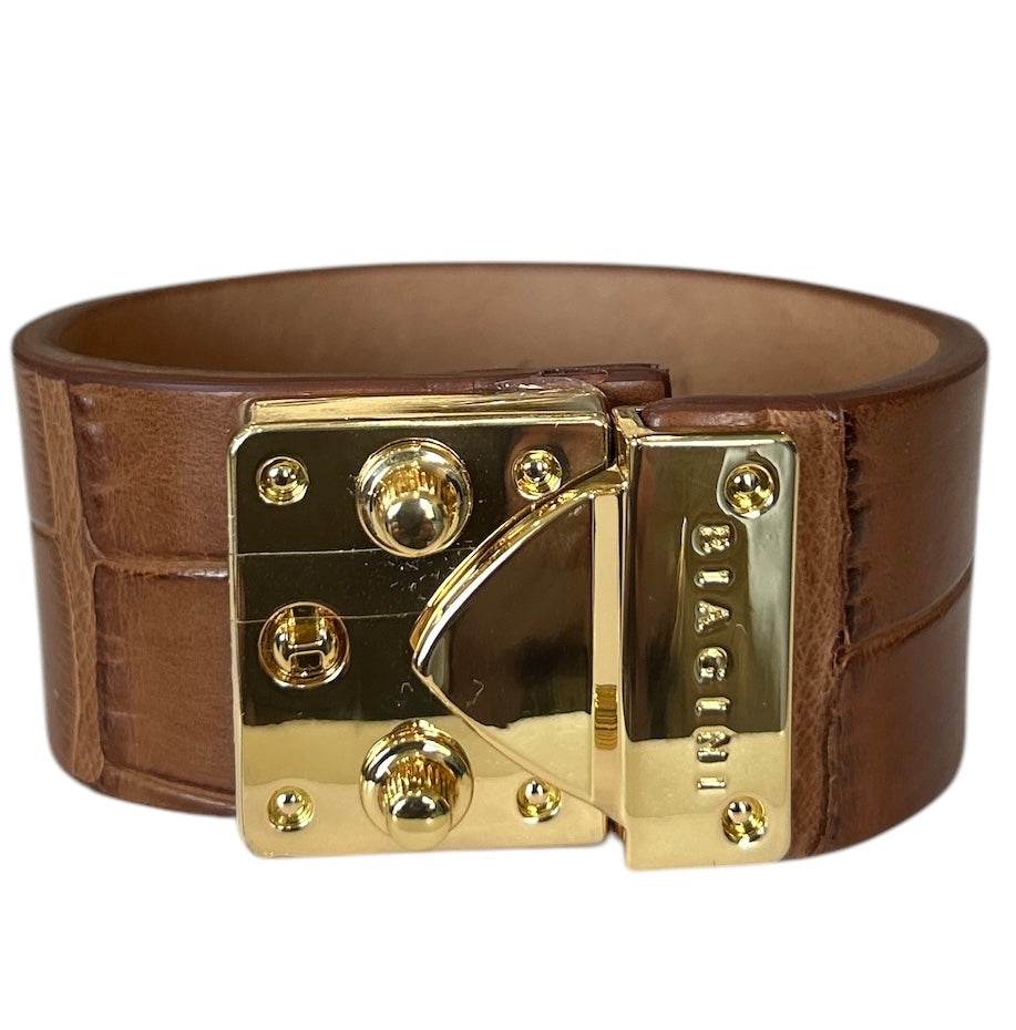 Exotic leather Cuff with Brass buckle - AQUALTA
