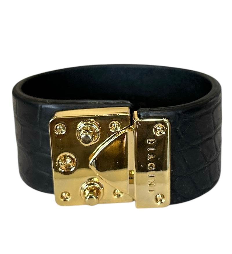Exotic leather Cuff with Brass buckle - AQUALTA