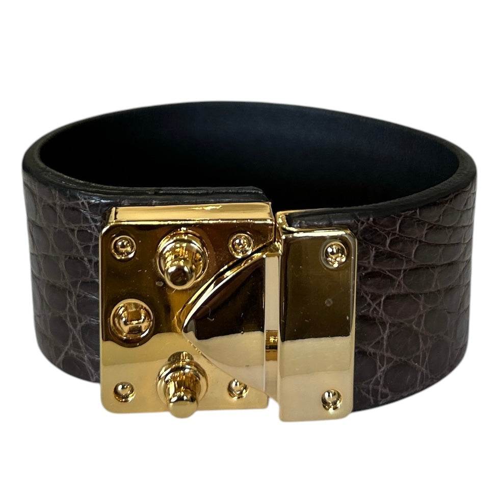 Exotic leather Cuff with Brass buckle - AQUALTA