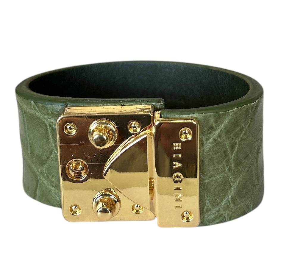 Exotic leather Cuff with Brass buckle - AQUALTA