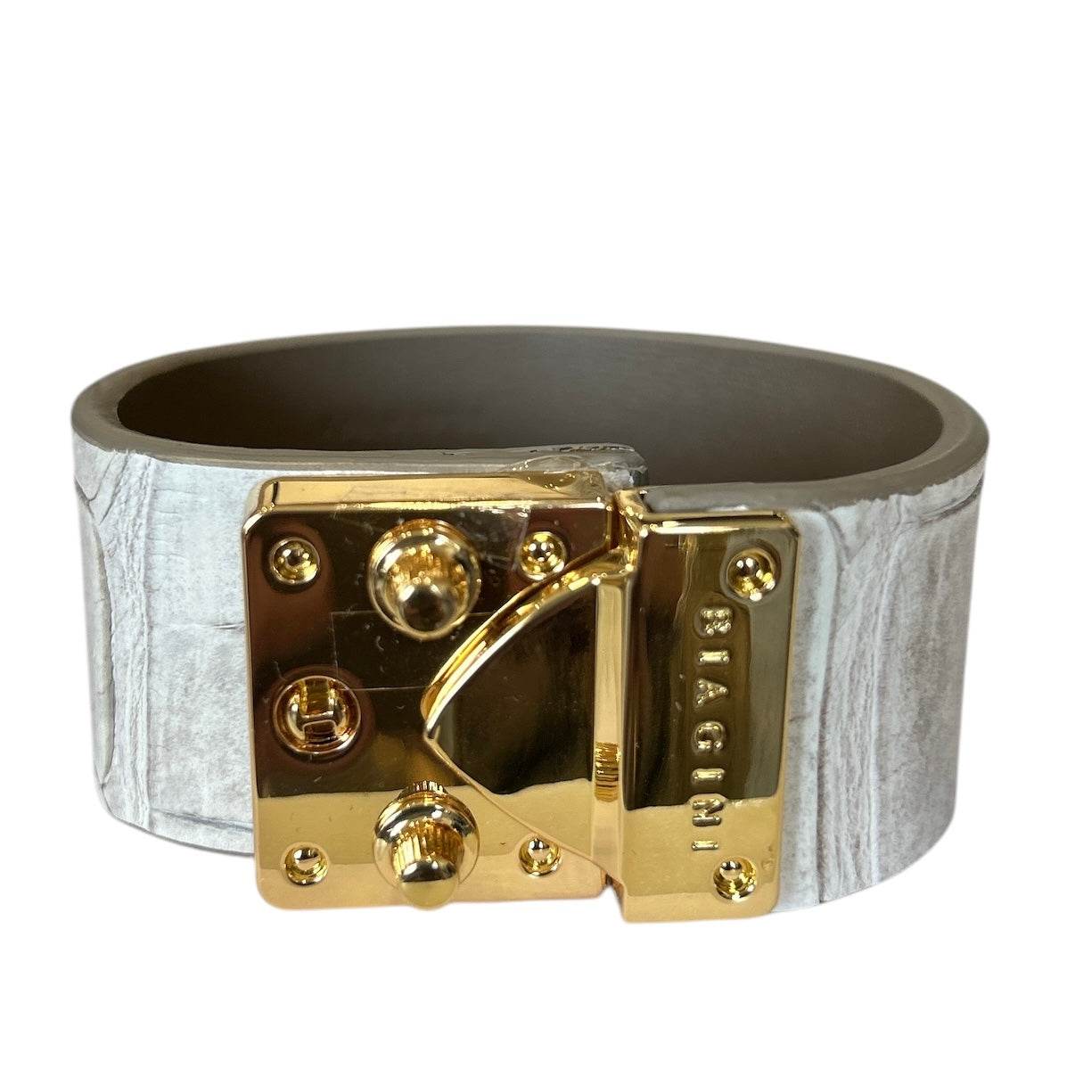Exotic leather Cuff with Brass buckle - AQUALTA