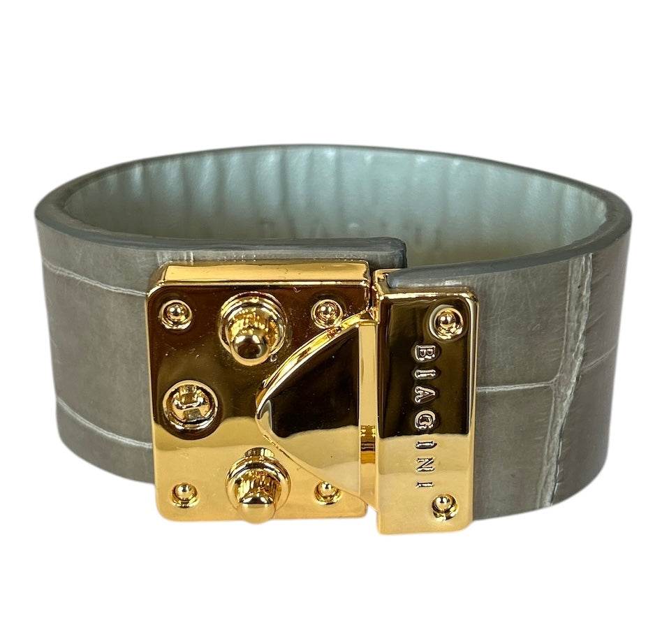 Exotic leather Cuff with Brass buckle - AQUALTA