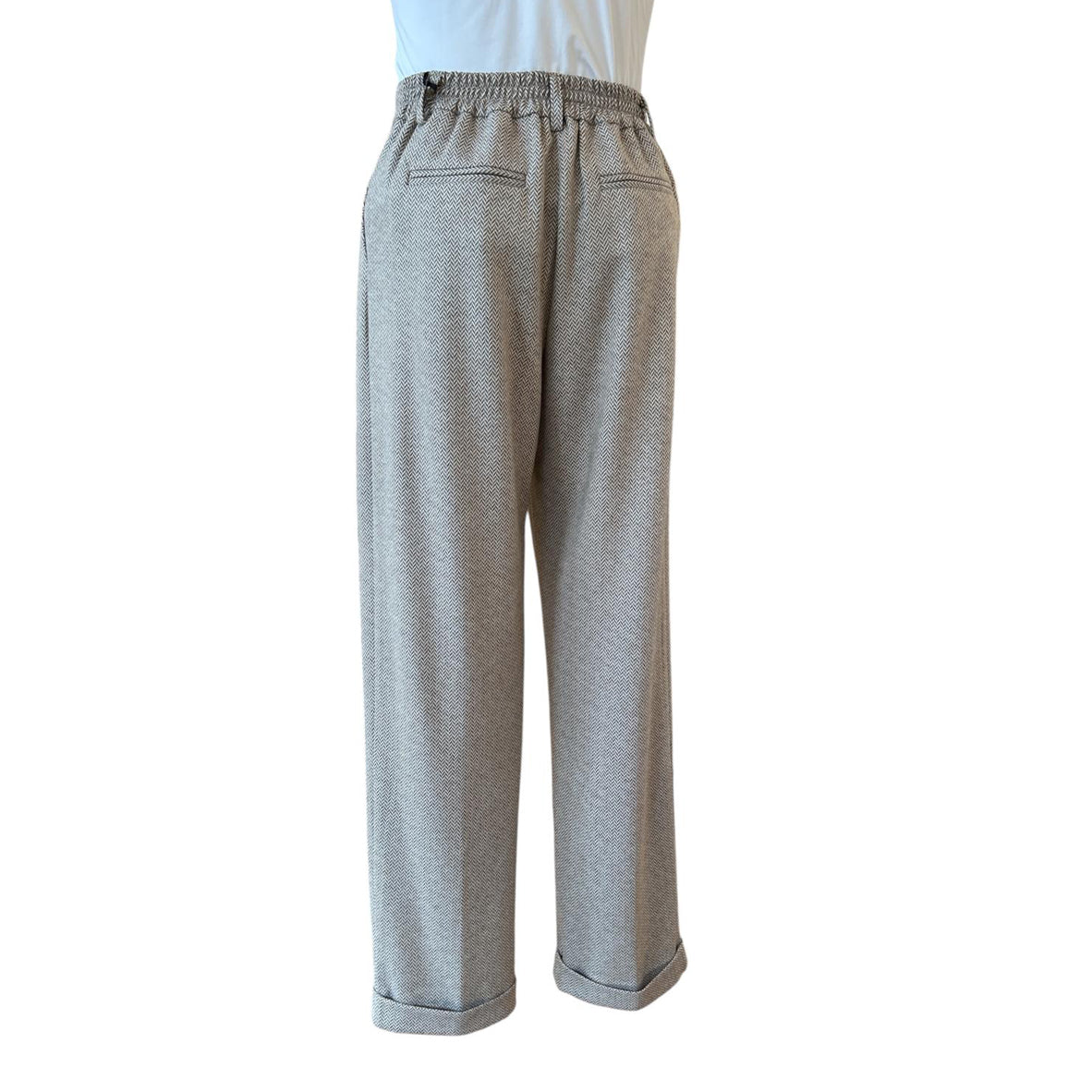 Back picture of Herringbone cuff trousers Cream for women Goodmatch sold at Aqualta