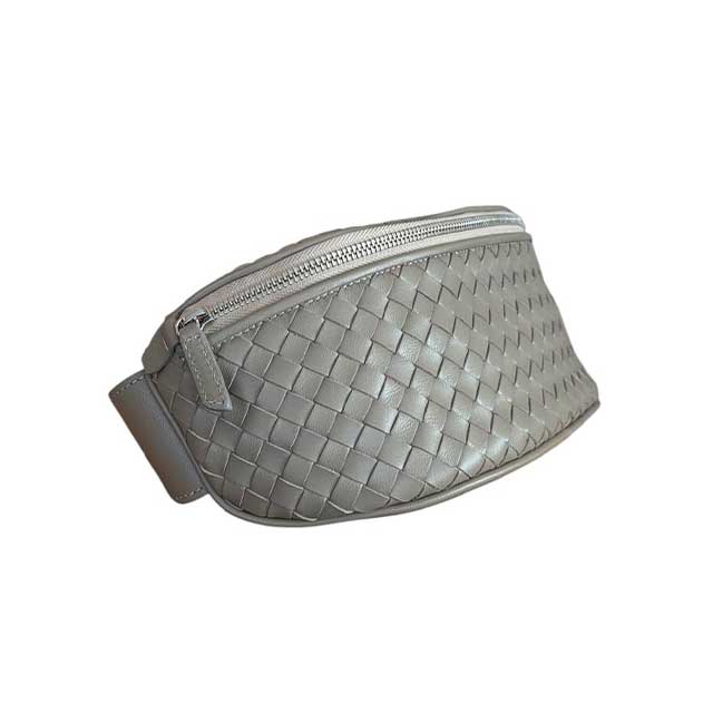 Intrecciato Leather Fanny Pack Grey Biagini sold at Aqualta 2