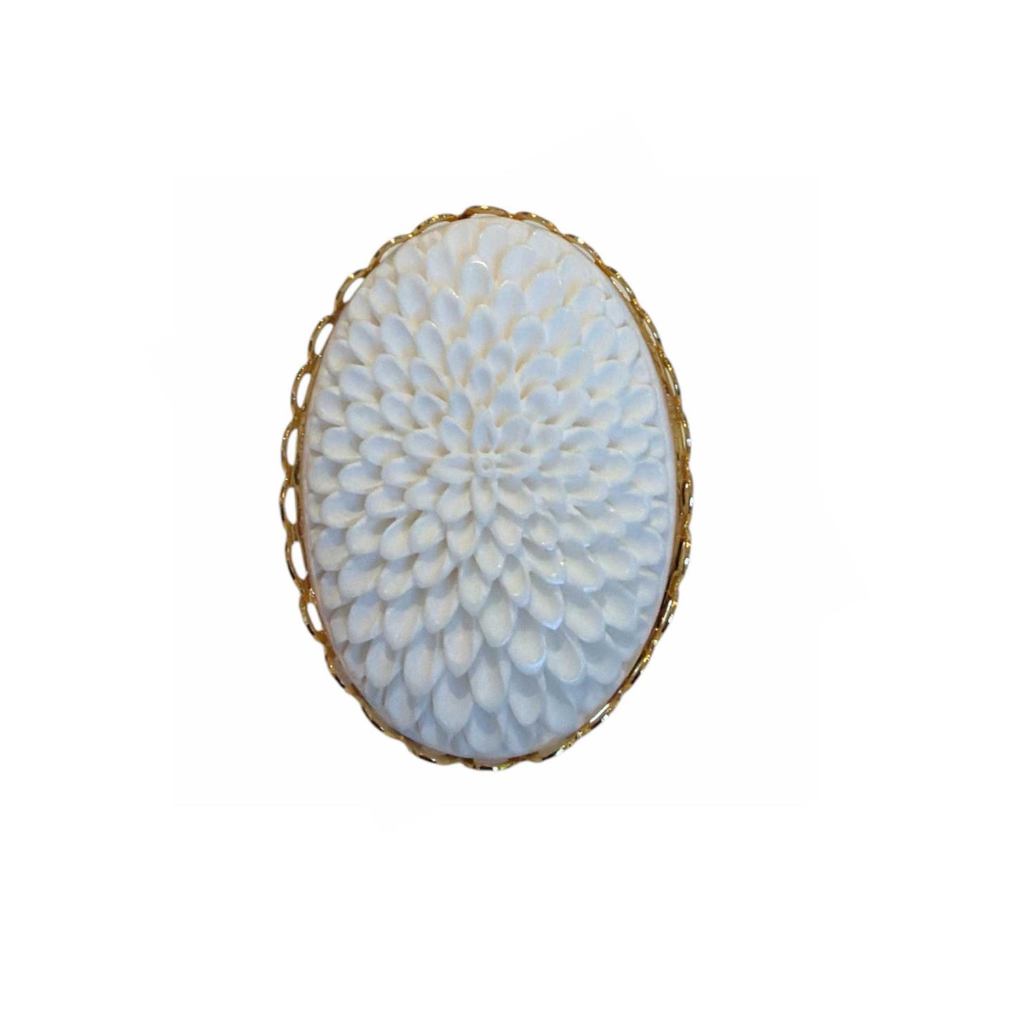 Ivory Carnation Cabochon on Gold vermeil Peggy Goodman Sold at Aqualta 2