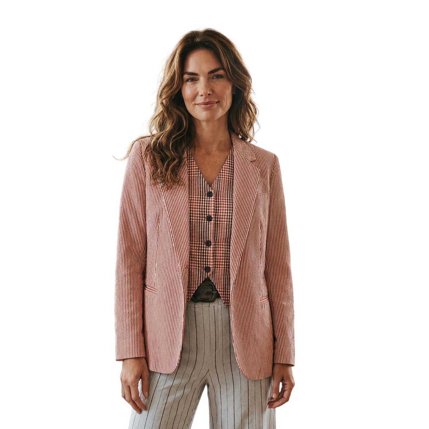 Jersey Jacket Single breast Stripes Burn Orange Goodmatch sold at Aqualta