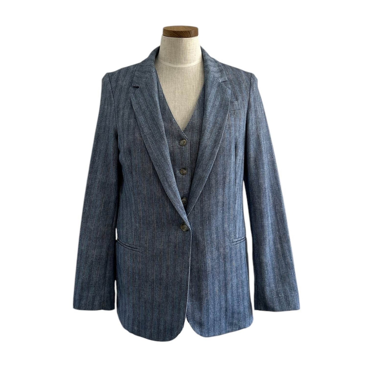 Jersey Vest Blue Herringbone - AQUALTA