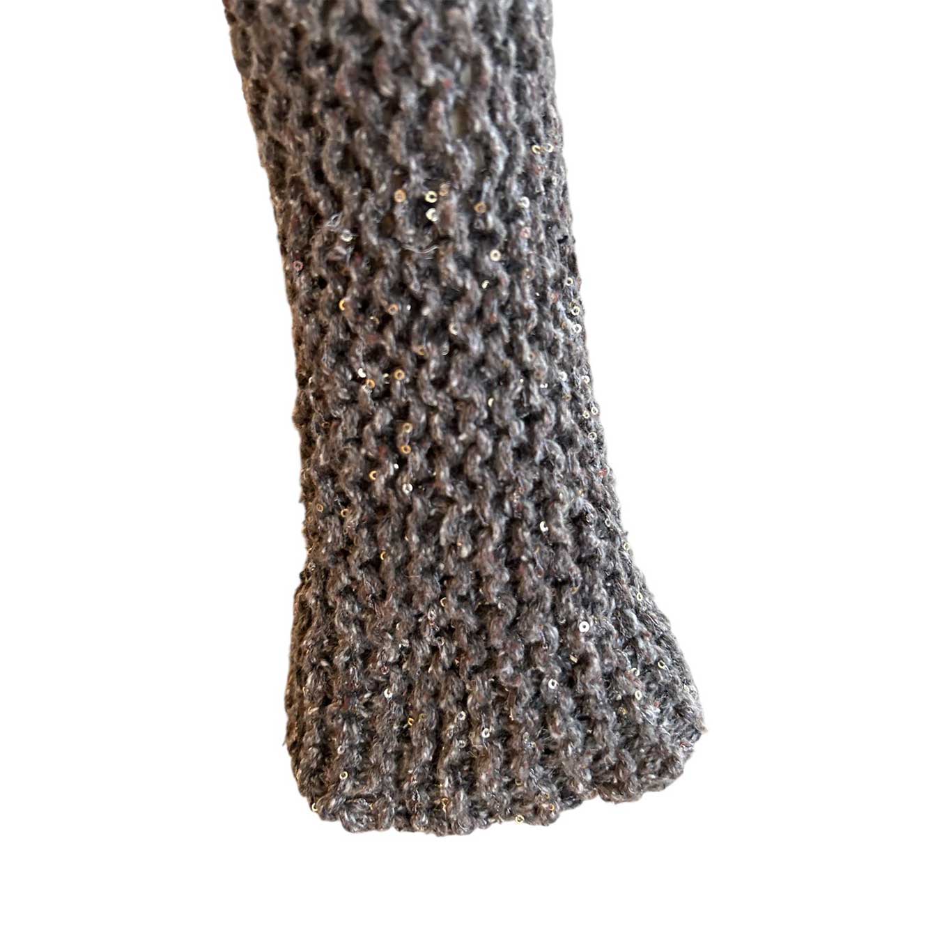 Knit Mesh Sequin Sleeves Top Taupe Chiara Toffanin sold at Aqualta 2