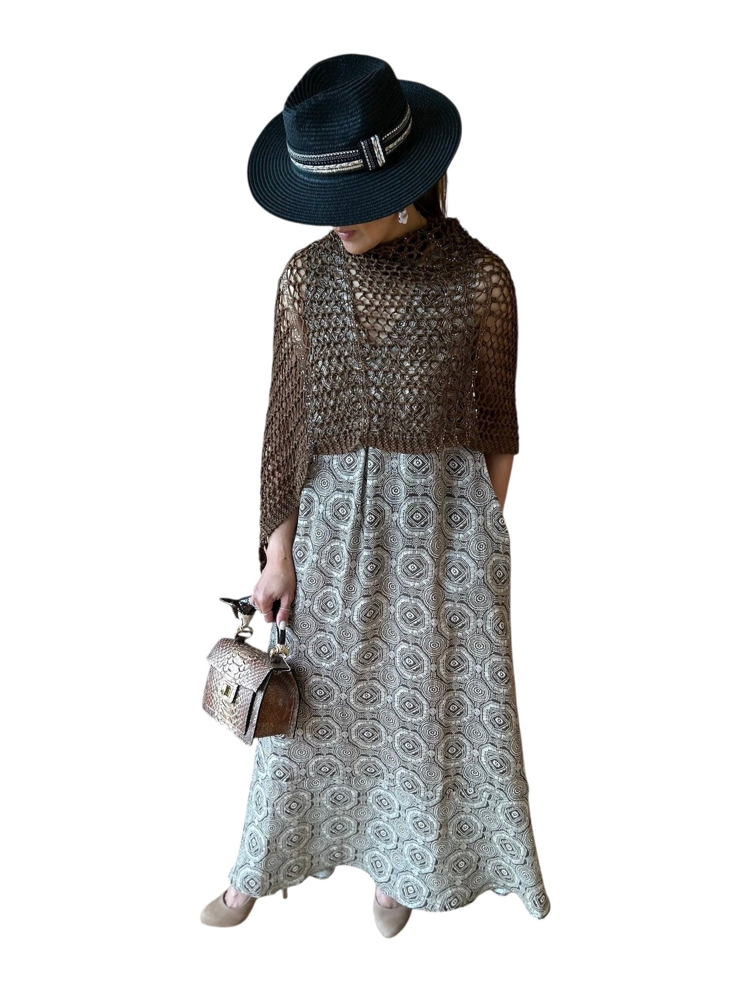 Long Sleeveless linen Dress Small Print Caliban Sold at Aqualta 3