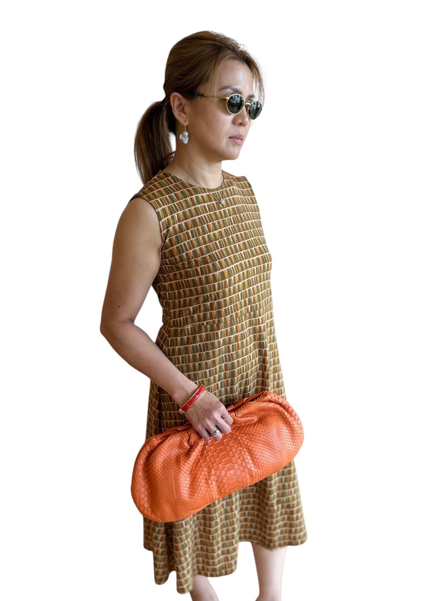 Midi length Shirtdress sleeveless Geometric Print caliban sold at Aqualta