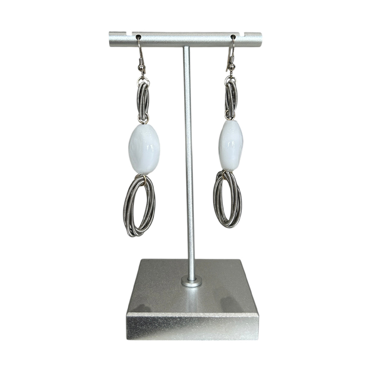 White Earrings Murano Glass Jewelry at Aqualta
