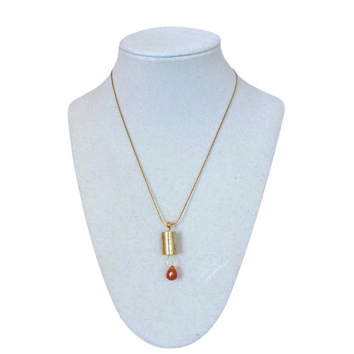 Necklace Gold Plated Adjustable Chain with Carnelian Pars sold at Aqualta