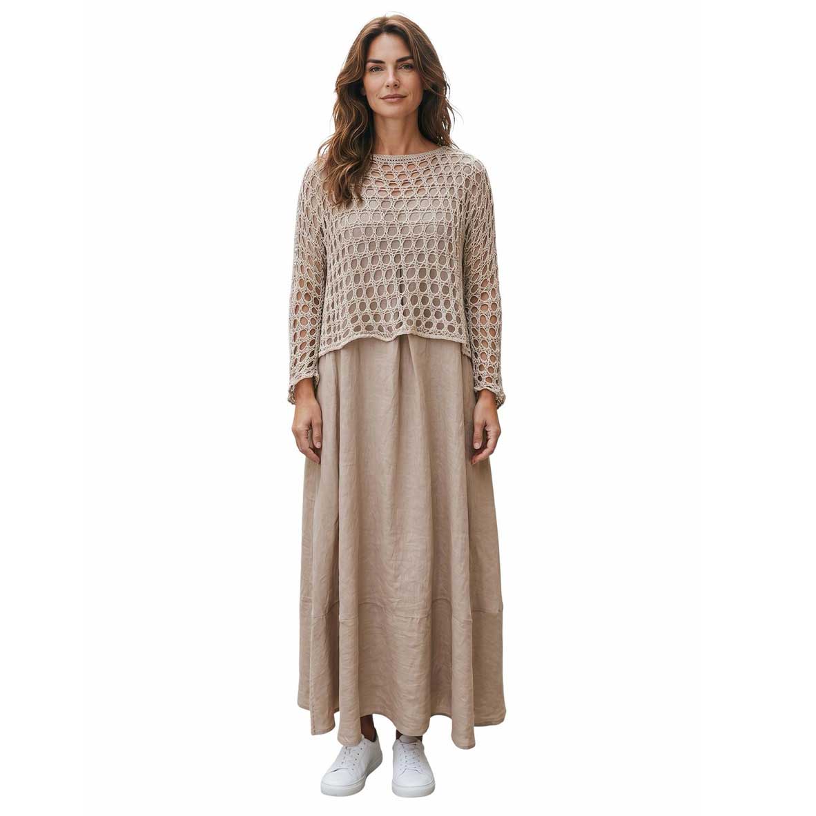 Net Crop Shrug long Sleeves Cream Chiara Toffanin sold at Aqualta 3