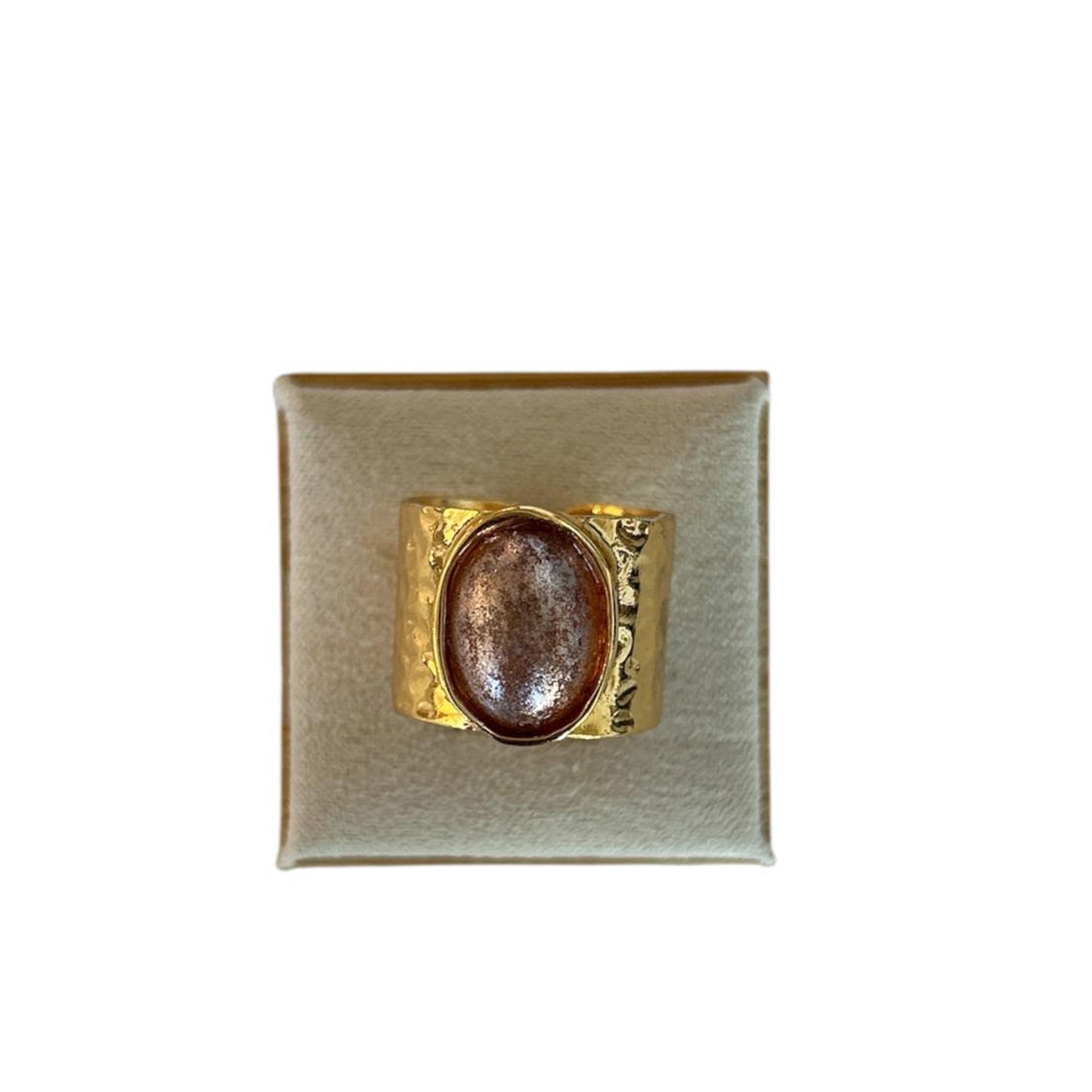Pink Resin cabochon & Vermeil Ring Peggy Goodman Sold At Aqualta