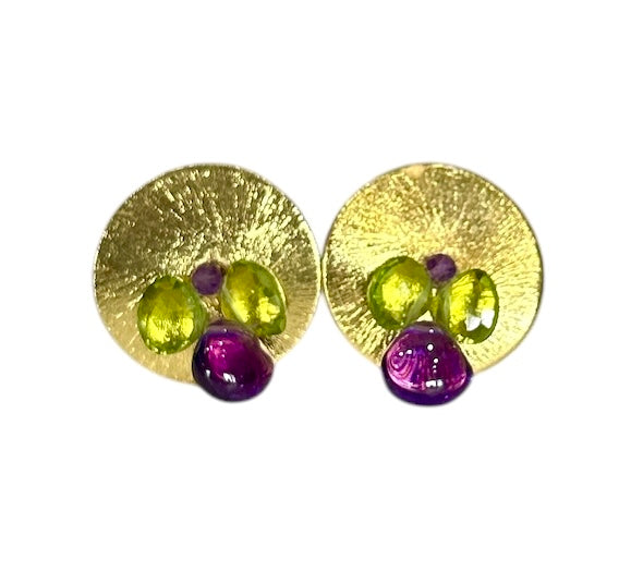 Purple Earrings with clip Amethyst & Peridot At Aqualta 2
