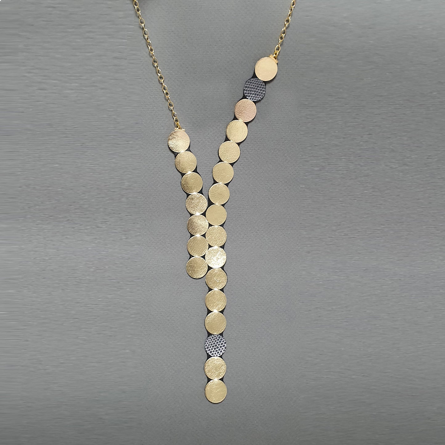 Raindrop Long Gold Leather Necklace Shulliedesign sold at Aqualta 4