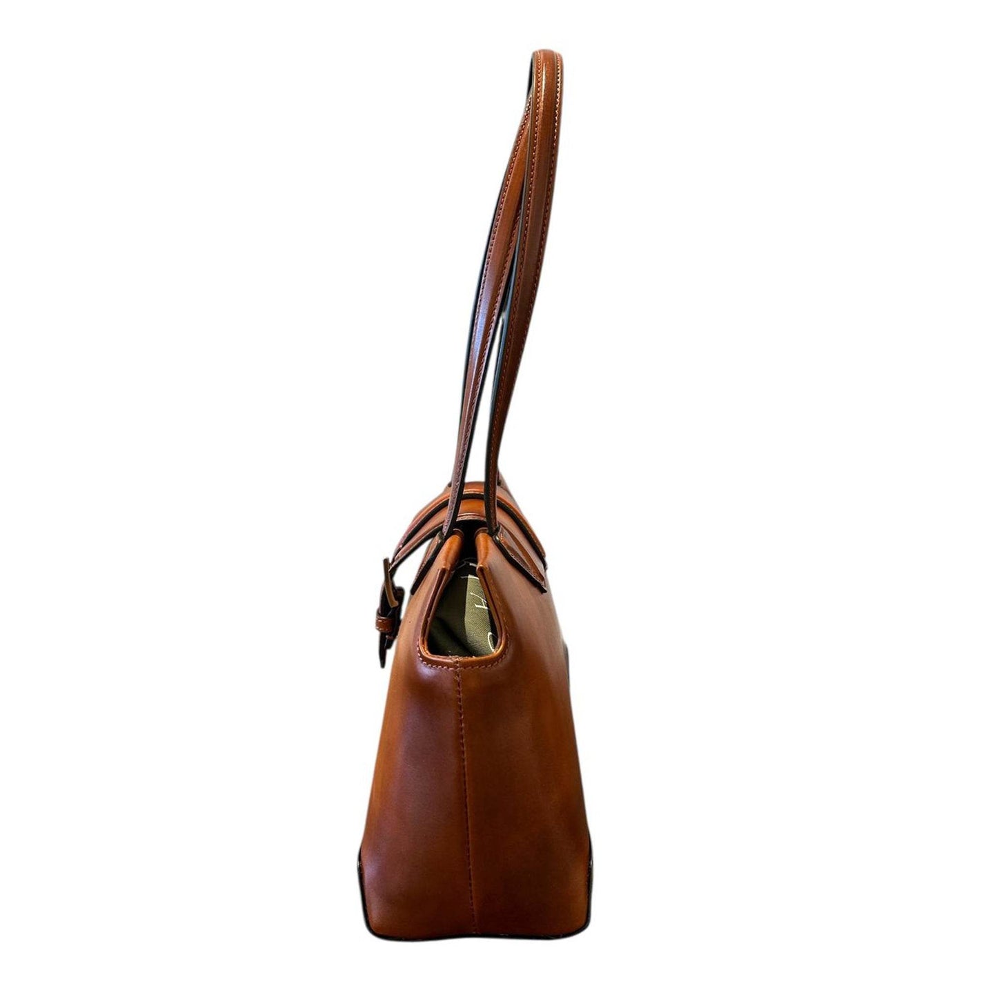 Rectangular Patin leather Satchel Cognac - AQUALTA
