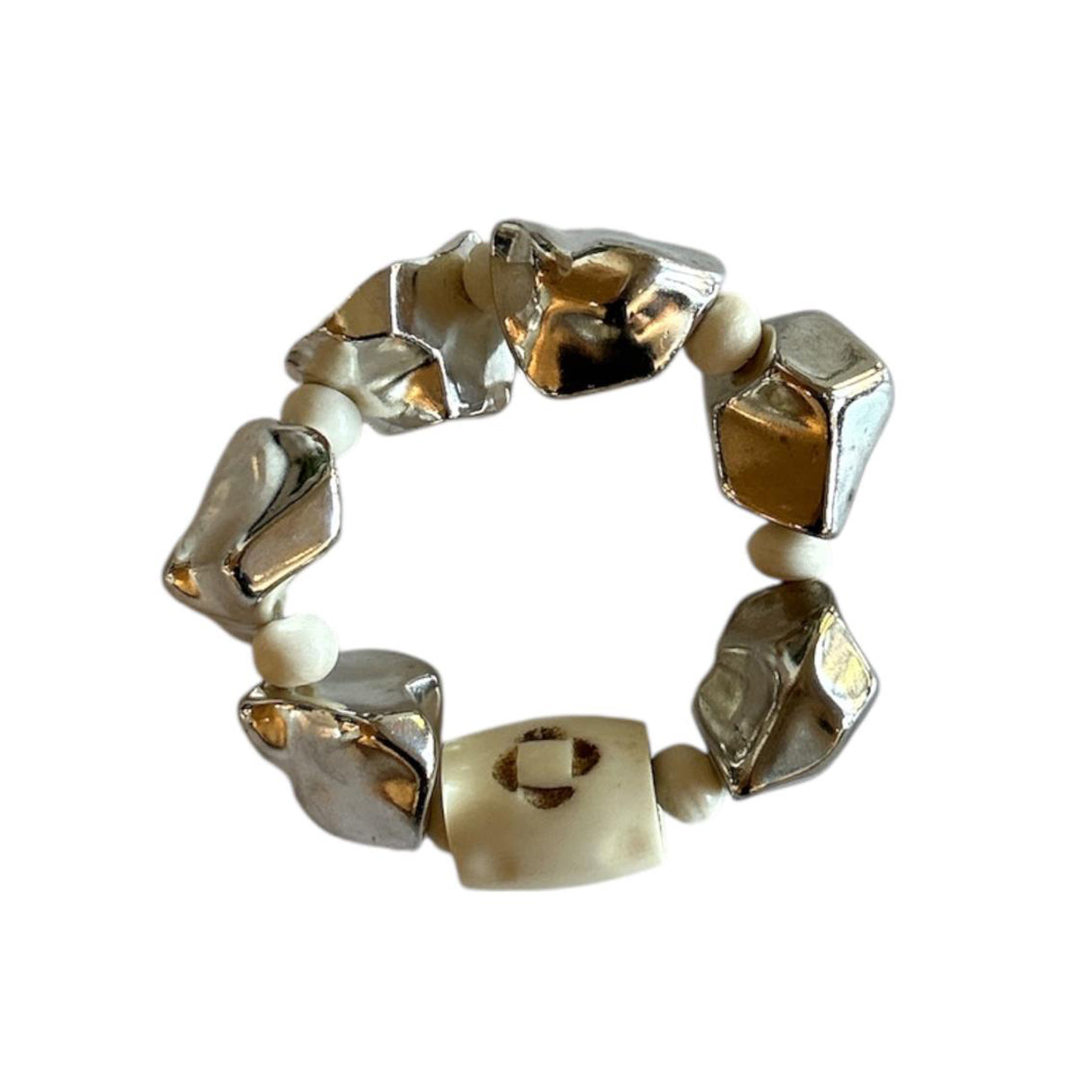 Exclusive Peggy Goodman bracelet featuring natural bone beads and sterling silver design, made for Aqualta