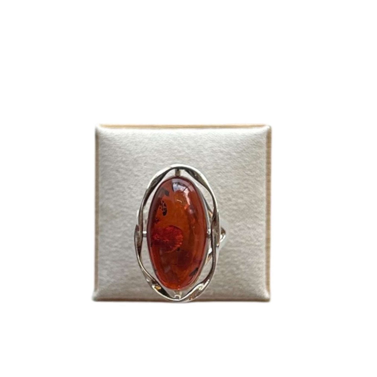 Amber Cabochon & Silver Ring - AQUALTA