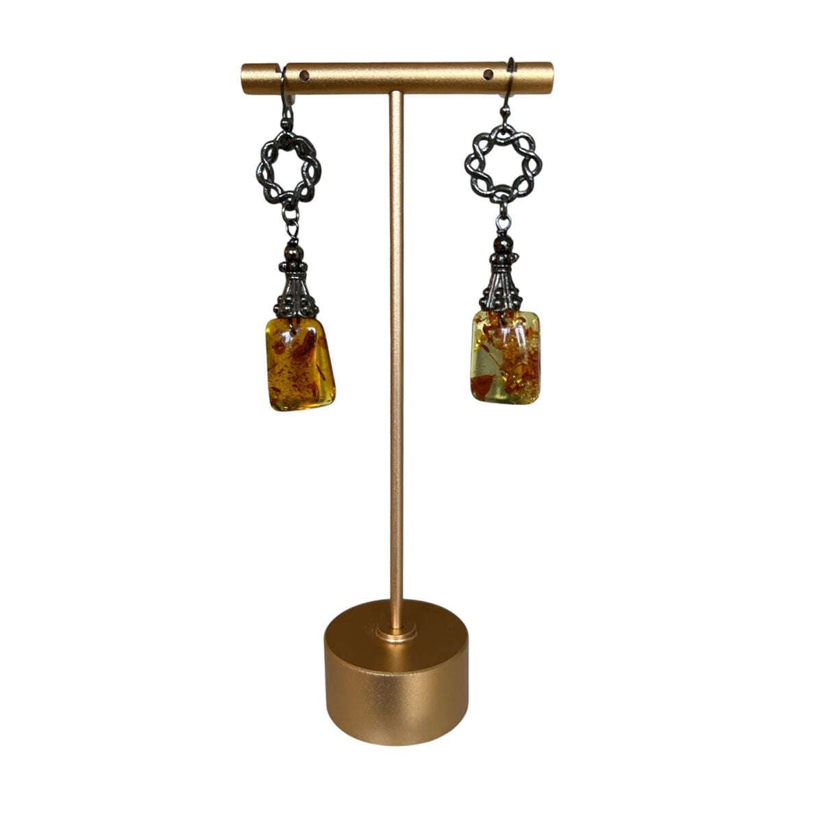 Amber Earring with Gunmetal findings - AQUALTA