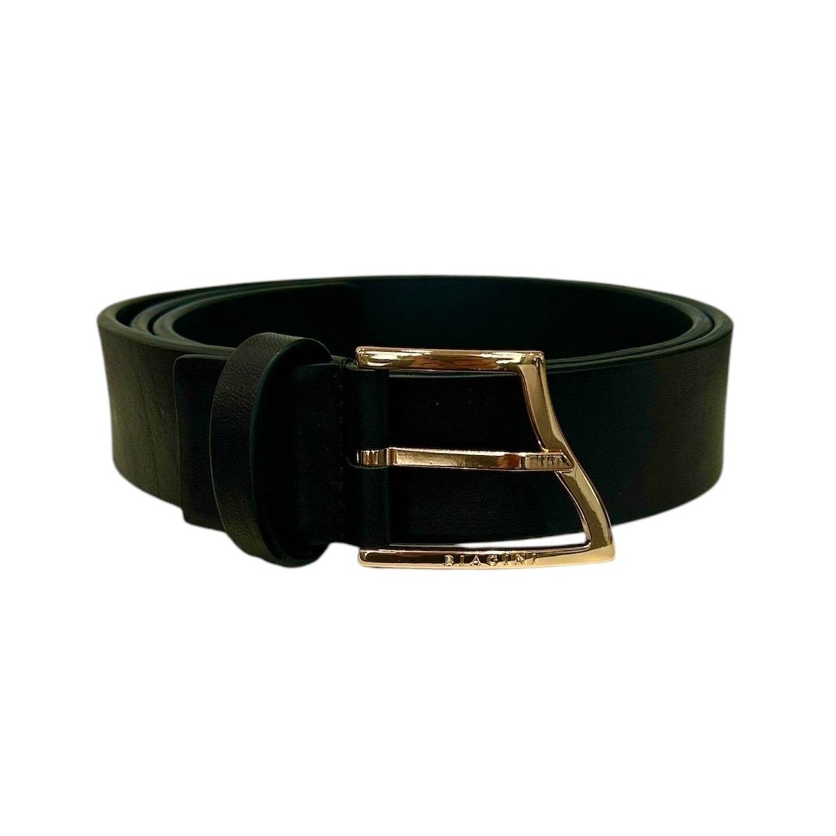 Belt Wave Calf leather Black Gold Buckle - AQUALTA