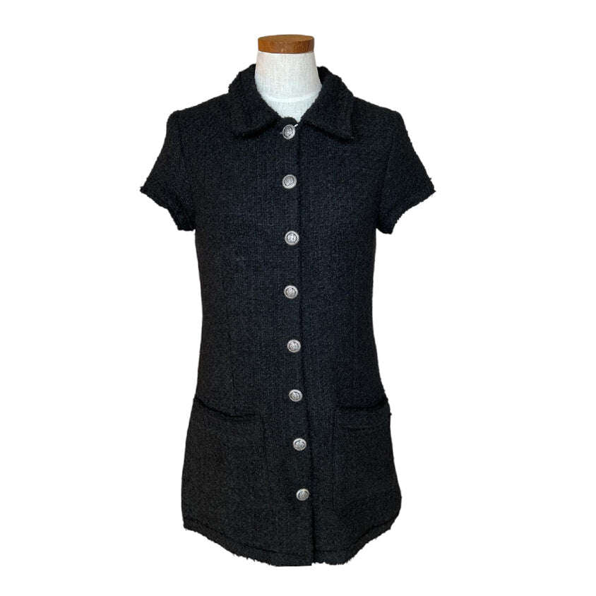 Black Tweed Short Dress Sand sold at Aqualta