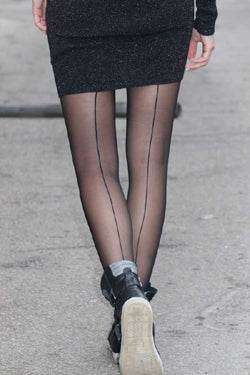 Black Seamed Sheer Tights - AQUALTA