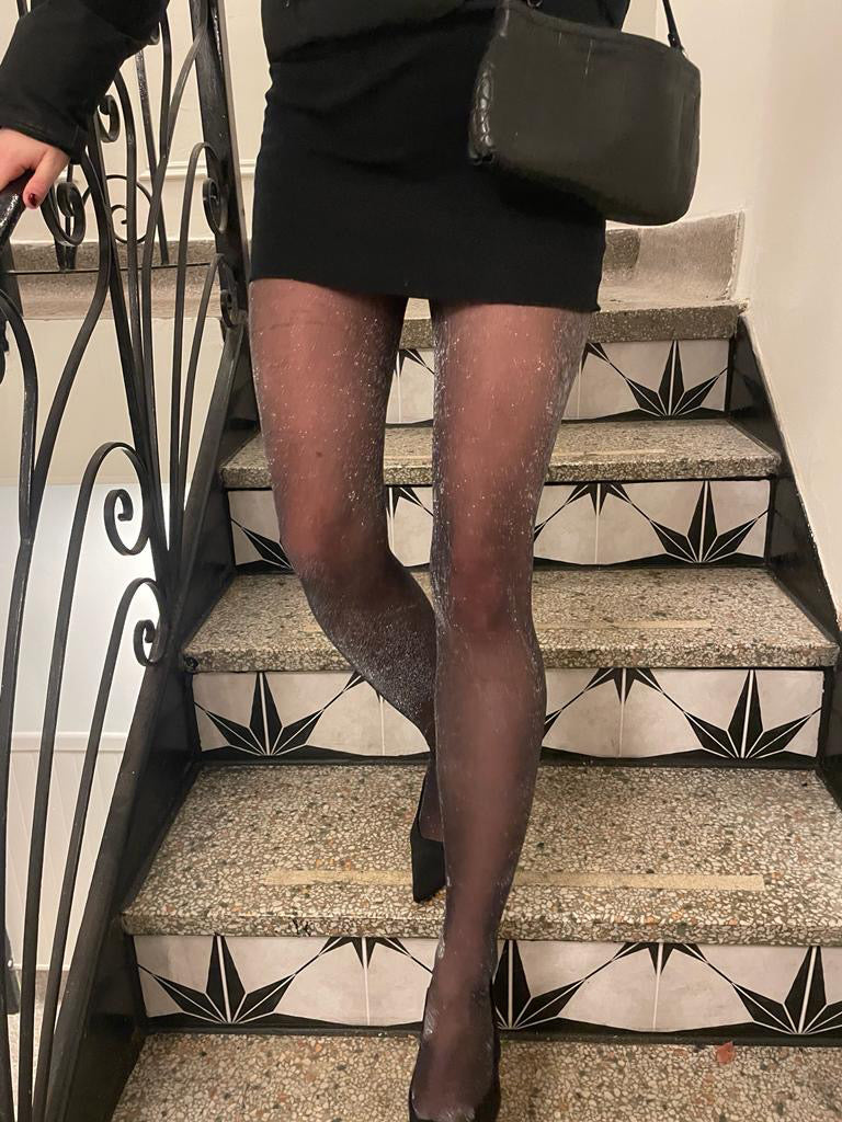 All Over Glitter Sheer Tights For Women Malka Chic Available In Plus Sizes