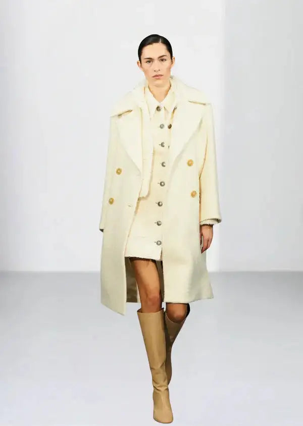 Double breasted Lapel White Coat AQUALTA