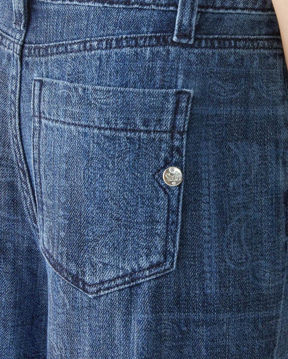 Denim Mid waist light Blue Jacquard print - AQUALTA