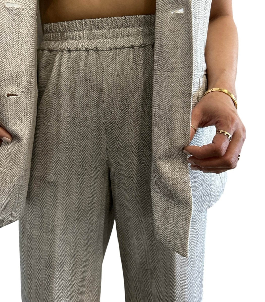 Jersey Relaxed cut Pants Classic Herringbone White - AQUALTA