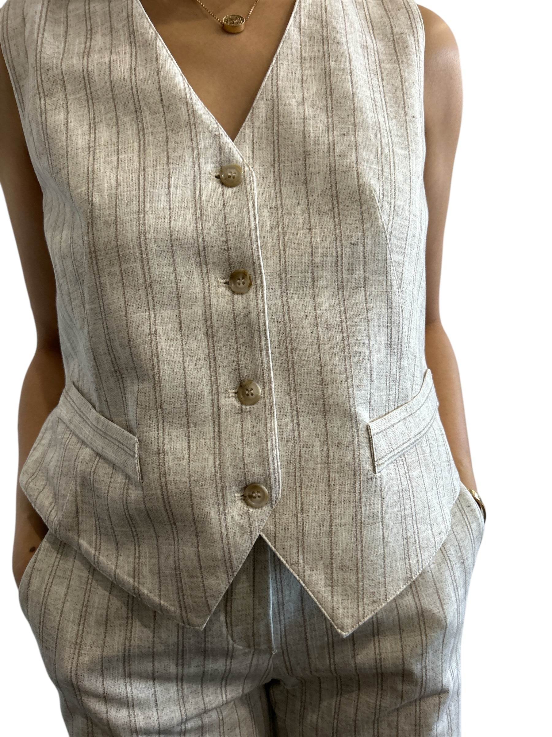 Jersey Vest Pinstripe White - AQUALTA