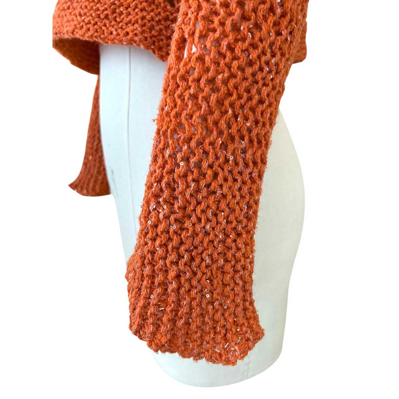 knit Mesh Sequin Sleeves Top Orange Chiara Toffinin sold at Aqualta