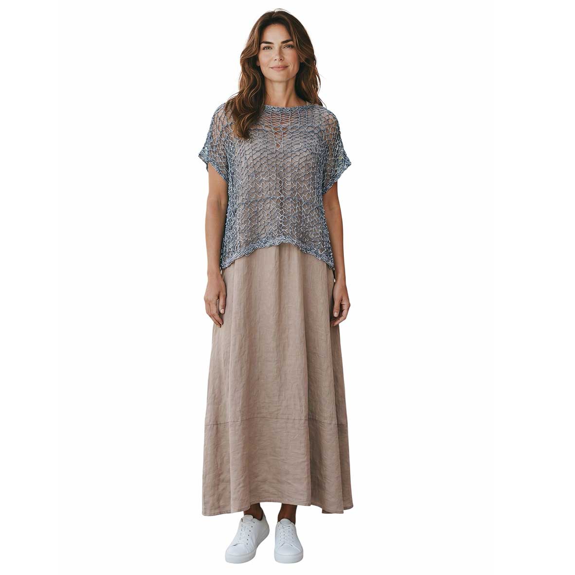 knit Mesh Tank top Short sleeve Mix Blue Chiara Toffanin sold at Aqualta 3