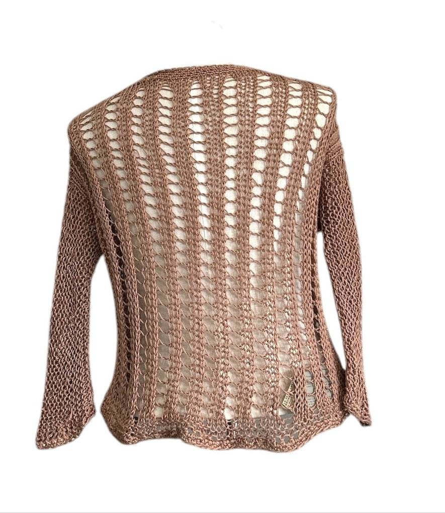 knit Mesh Sweater 3/4 sleeves Sand - AQUALTA